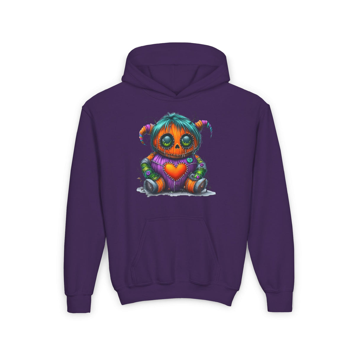 Patchwork Pumpkin Heart Youth Heavy Blend Hoodie