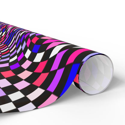 Warped Purple Checkered Wrapping Paper