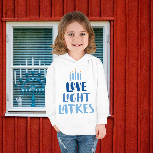 Hanukkah Love Light Latkes Toddler Pullover Fleece Hoodie
