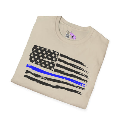 Thin Blue Line American Flag Adult T-shirt