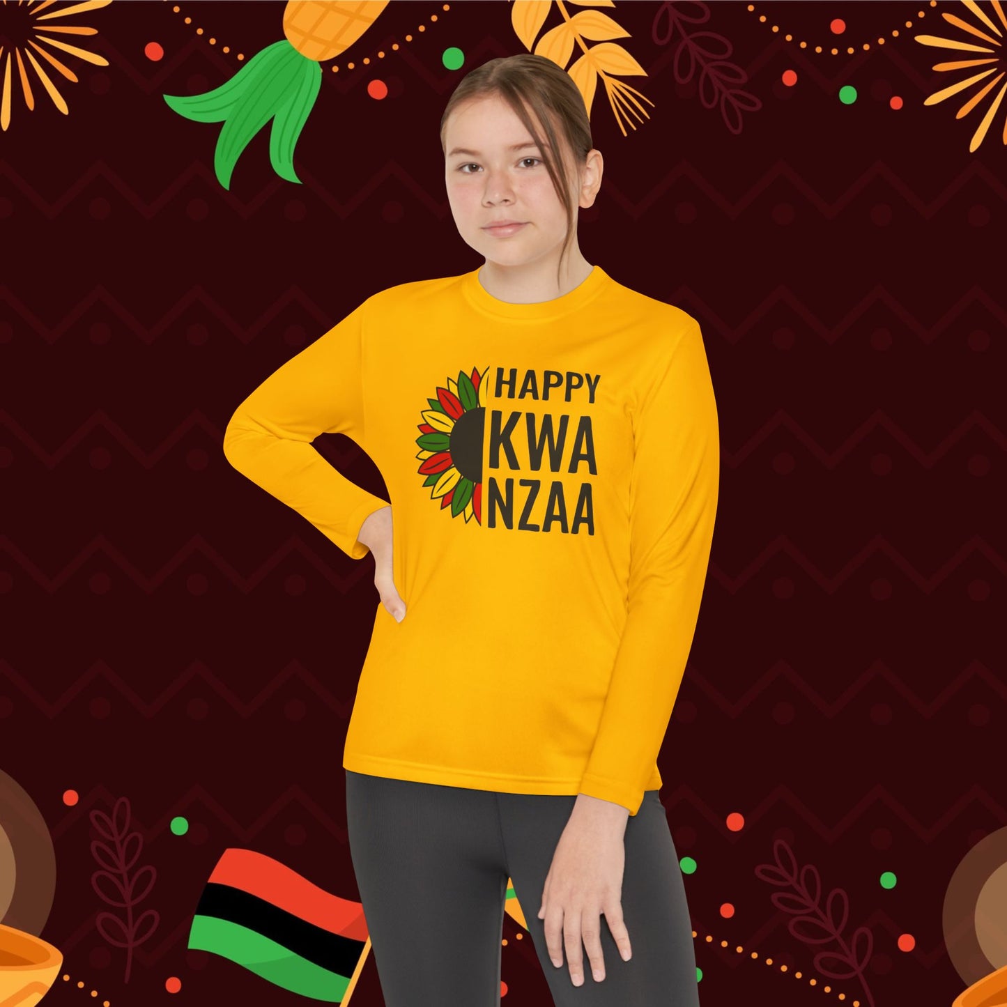 Happy Kwanzaa (Sunflower) Youth Long Sleeve Tee