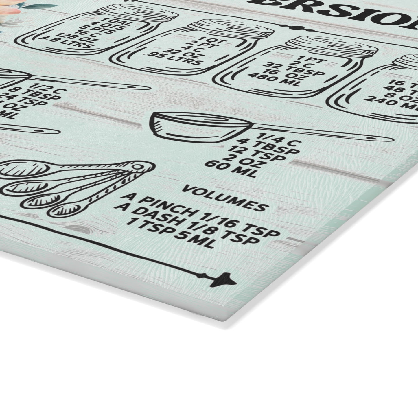 Floral Chick Kitchen Conversions Glass Cutting Board - Colorful Floral Design