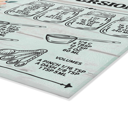 Floral Chick Kitchen Conversions Glass Cutting Board - Colorful Floral Design