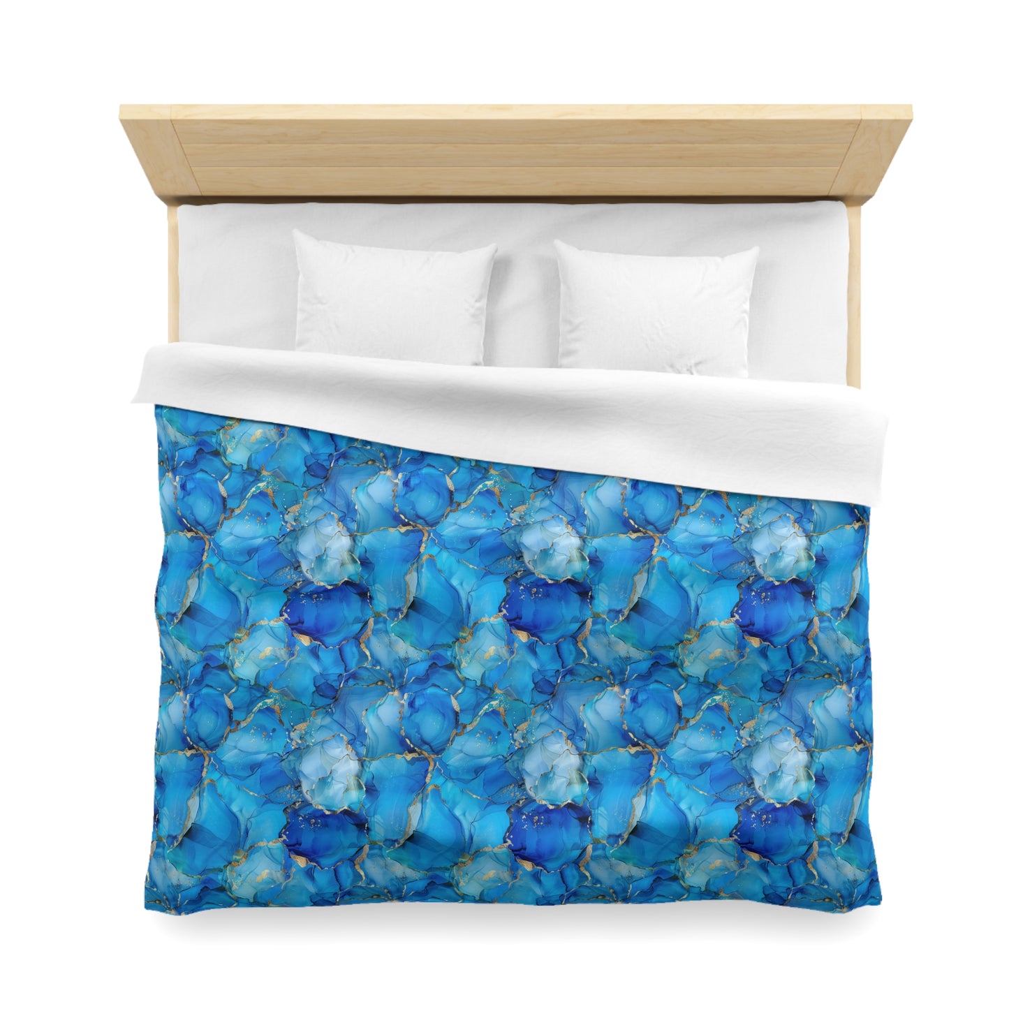 Turquoise Marble Print Microfiber Duvet Cover