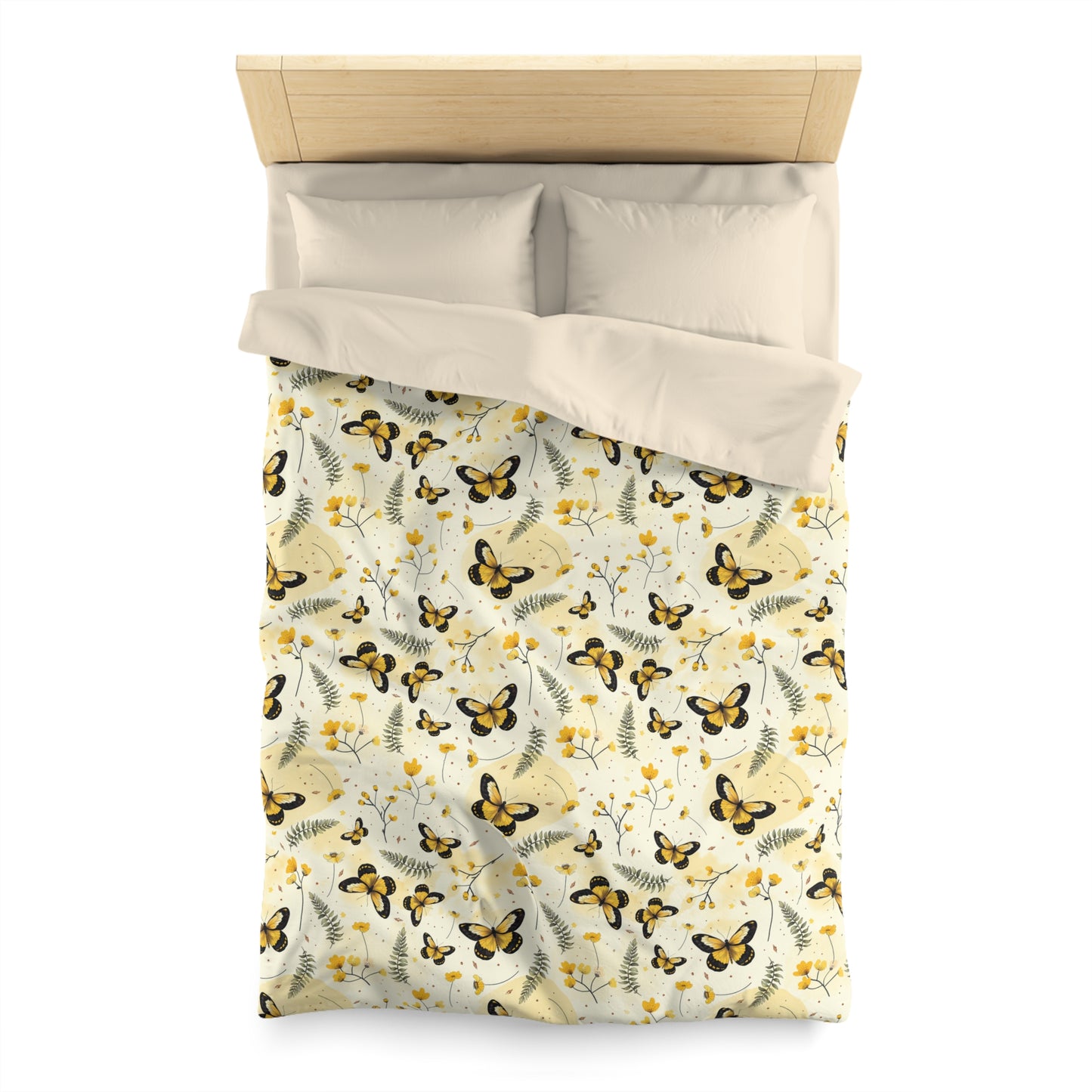 Sunlit Butterfly Bloom Microfiber Duvet Cover