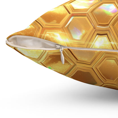 Golden Prism Grid Throw Pillow