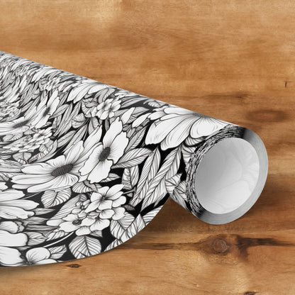 Black & White Forget-Me-Nots Gift Wrap for All Occasions