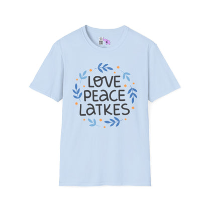 Hanukkah Love Peace Latkes Adult T-shirt
