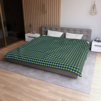 Diamond Bloom-Sage & Navy Microfiber Duvet Cover