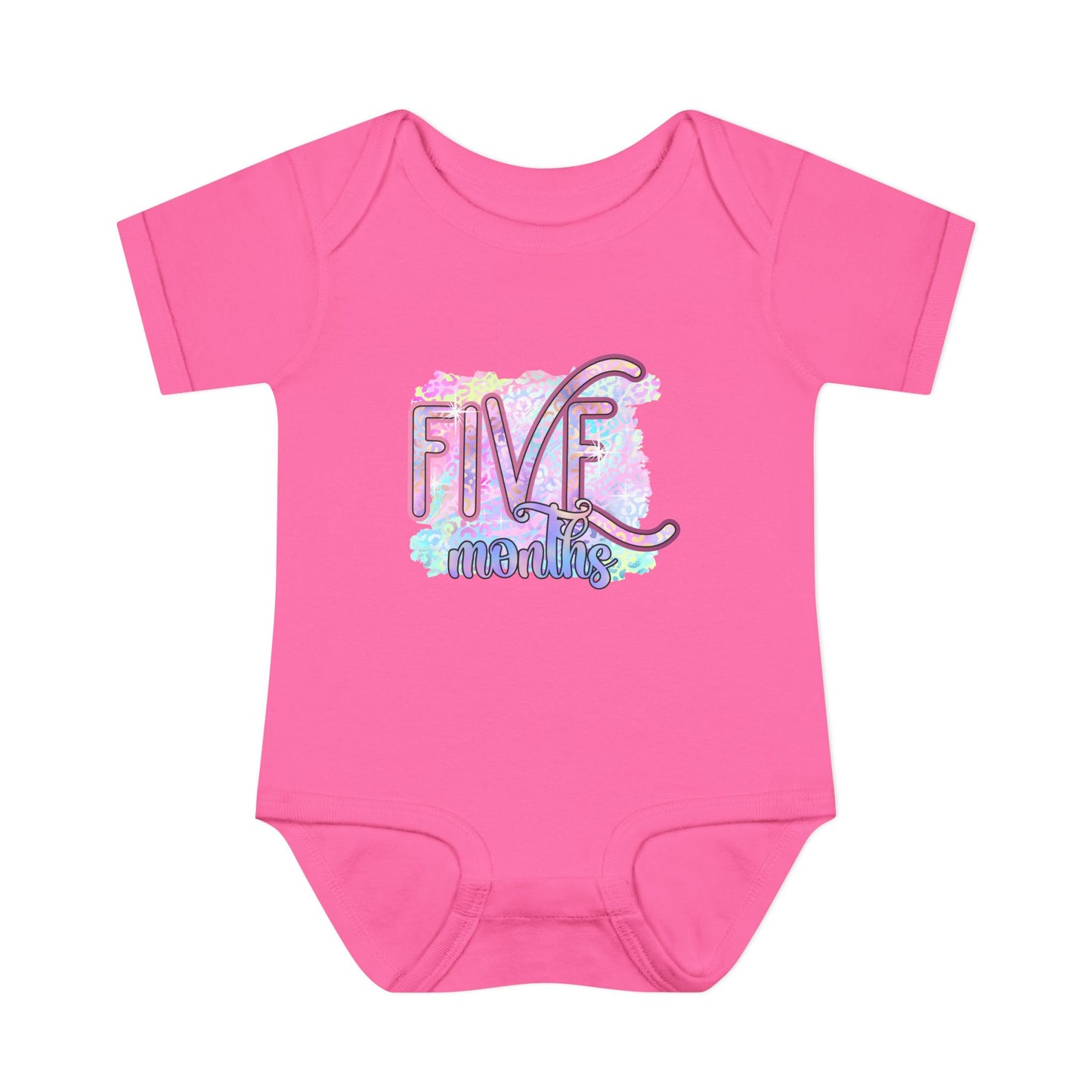 Pastel Wild One Milestone Baby Bodysuit-Five Months