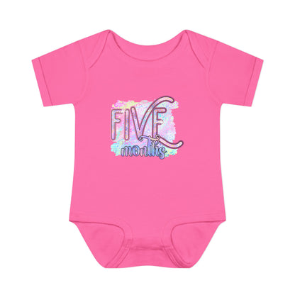Pastel Wild One Milestone Baby Bodysuit-Five Months