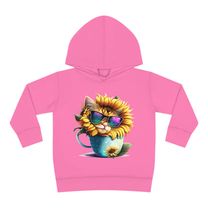 Cool Sunflower Kitten 1 Toddler Pullover Fleece Hoodie