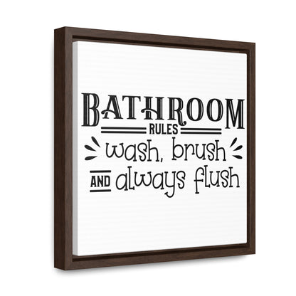 Bathroom Rules Canvas Wraps, Square Frame