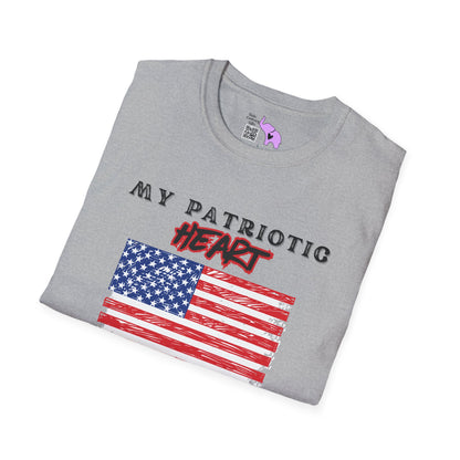 My Patriotic Heart Bleeds Red White & Blue Adult T-shirt