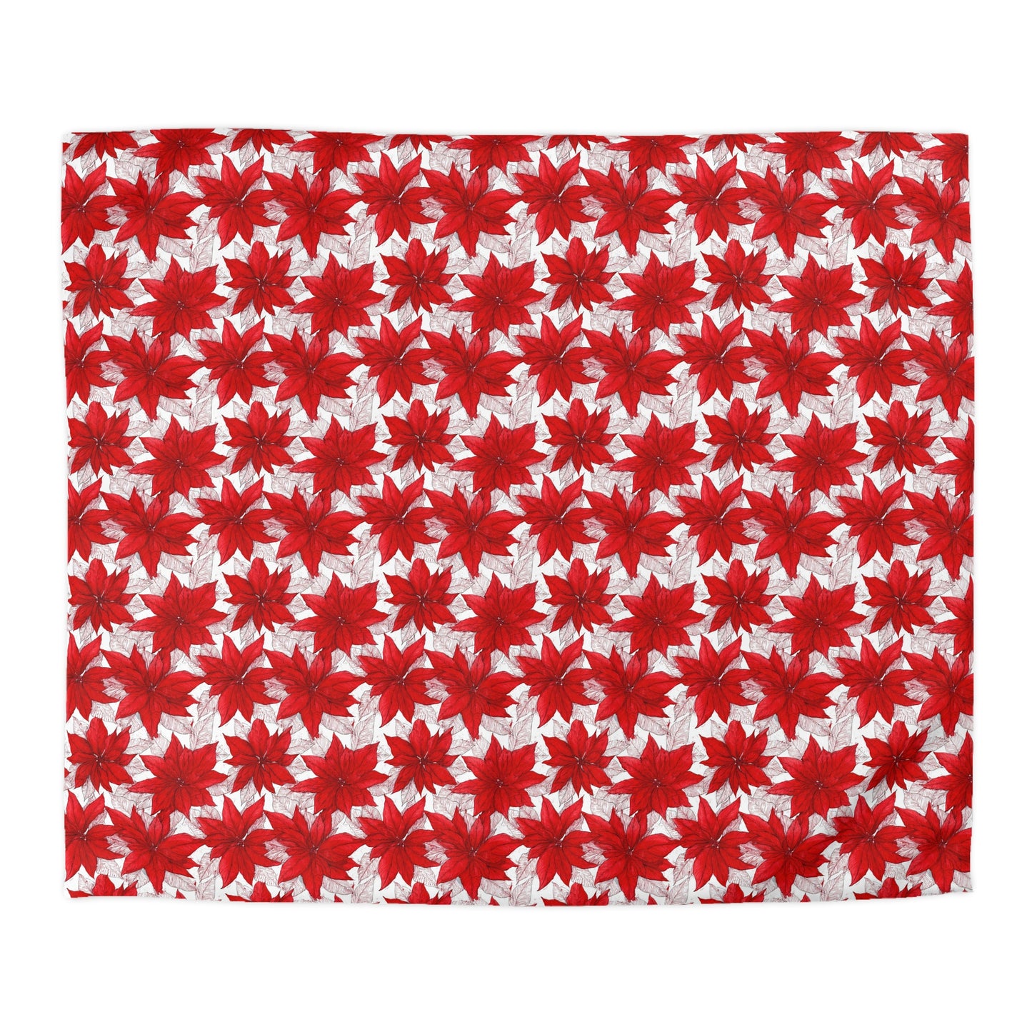 Crimson Poinsettia Sketch Microfiber Duvet Cover