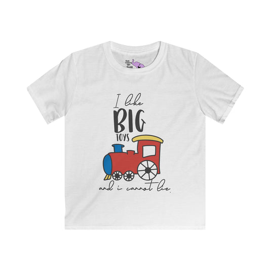 I Like Big Toys & I Cannot Lie (Train) Kids Softstyle Tee
