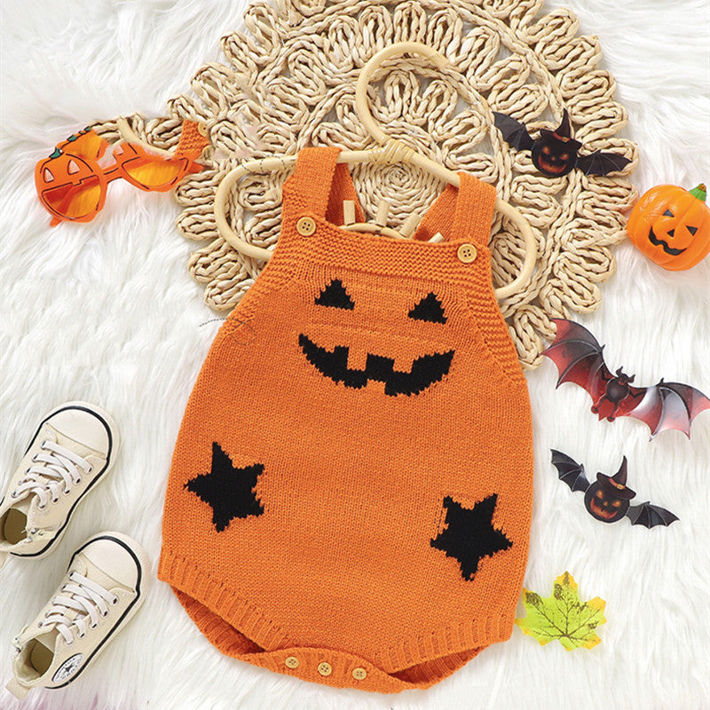 Halloween Pumpkin Knitted Baby Romper