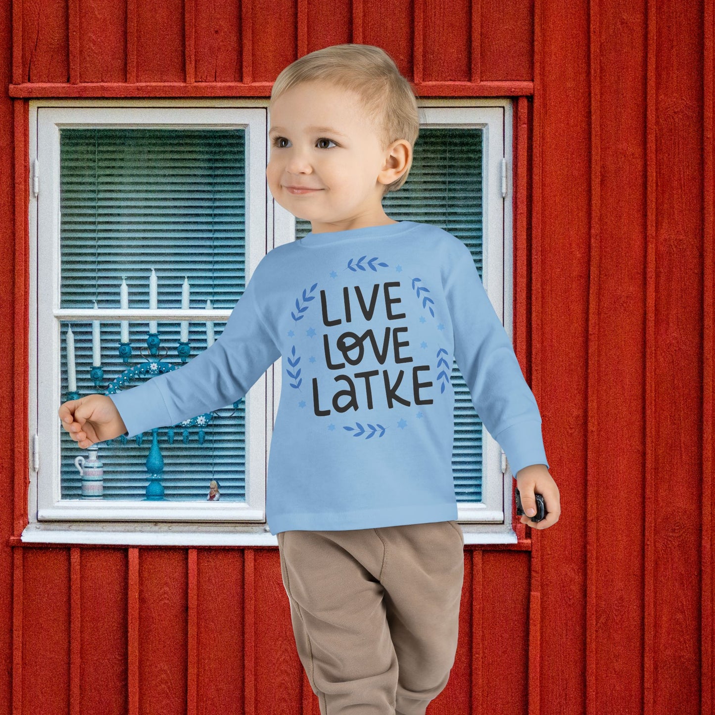 Hanukkah Live Love Latke Toddler Long Sleeve Tee
