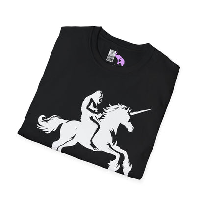 Bigfoot Rides A Unicorn Adult T-shirt