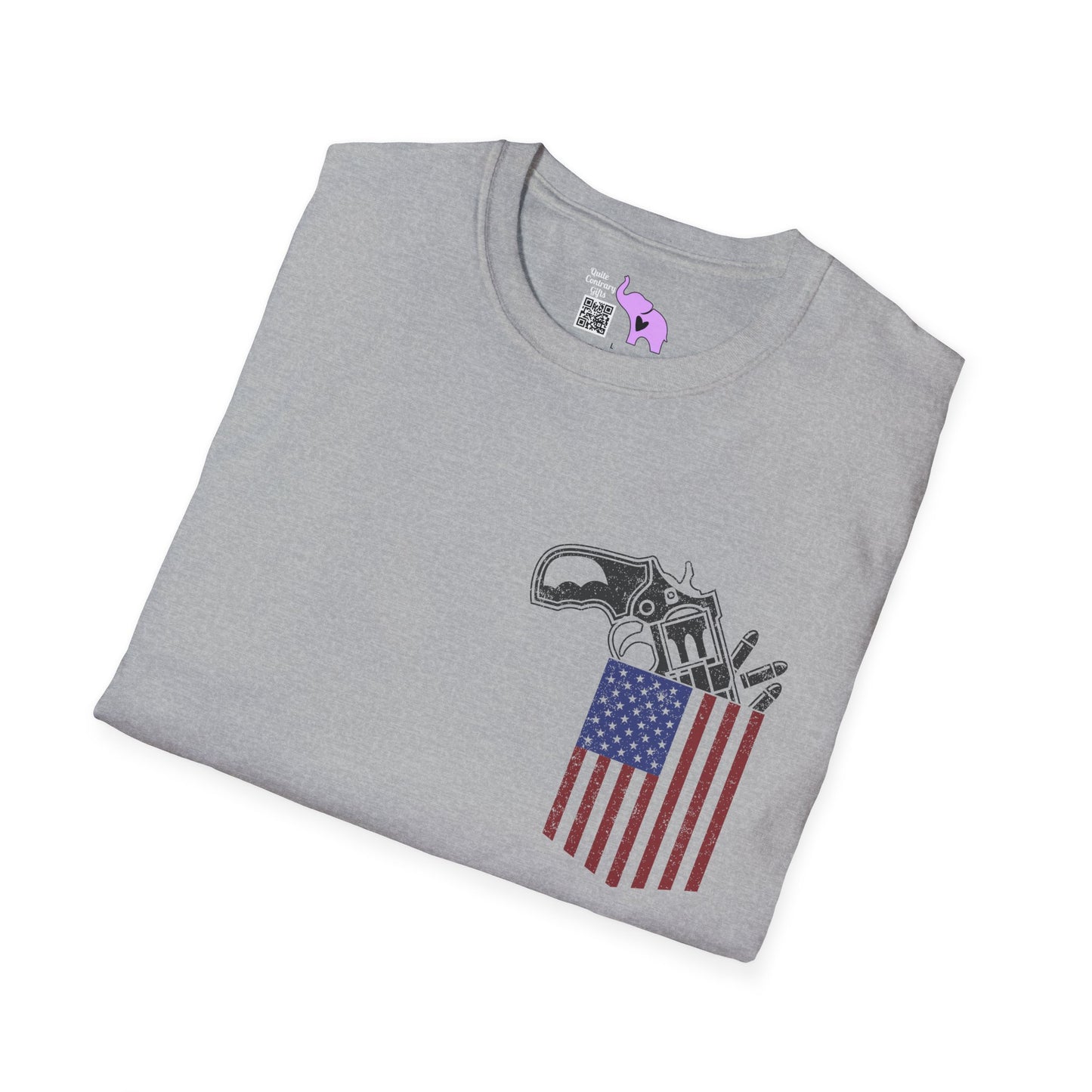 American Flag Pocket Gun Adult T-shirt