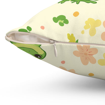 Froggy Meadow Throw Pillow