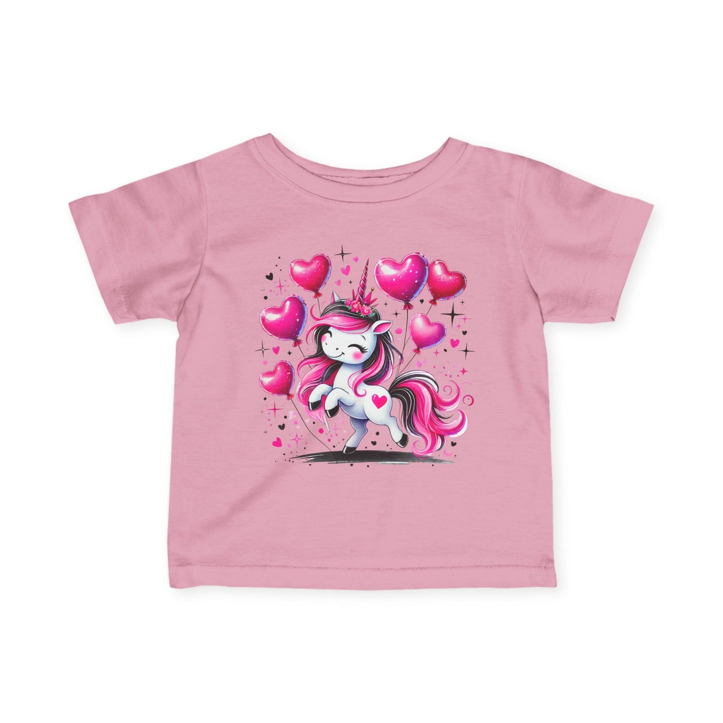 Pink & Black Love Unicorn Infant Soft T-Shirt