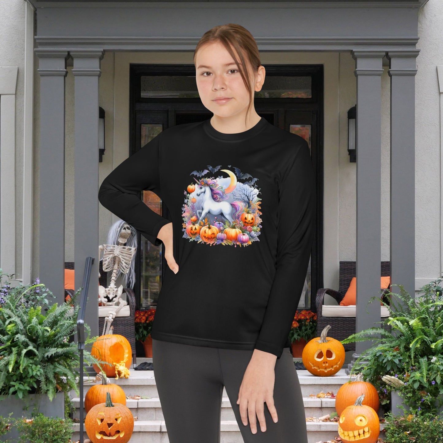 Halloween Unicorn Youth Long Sleeve Tee