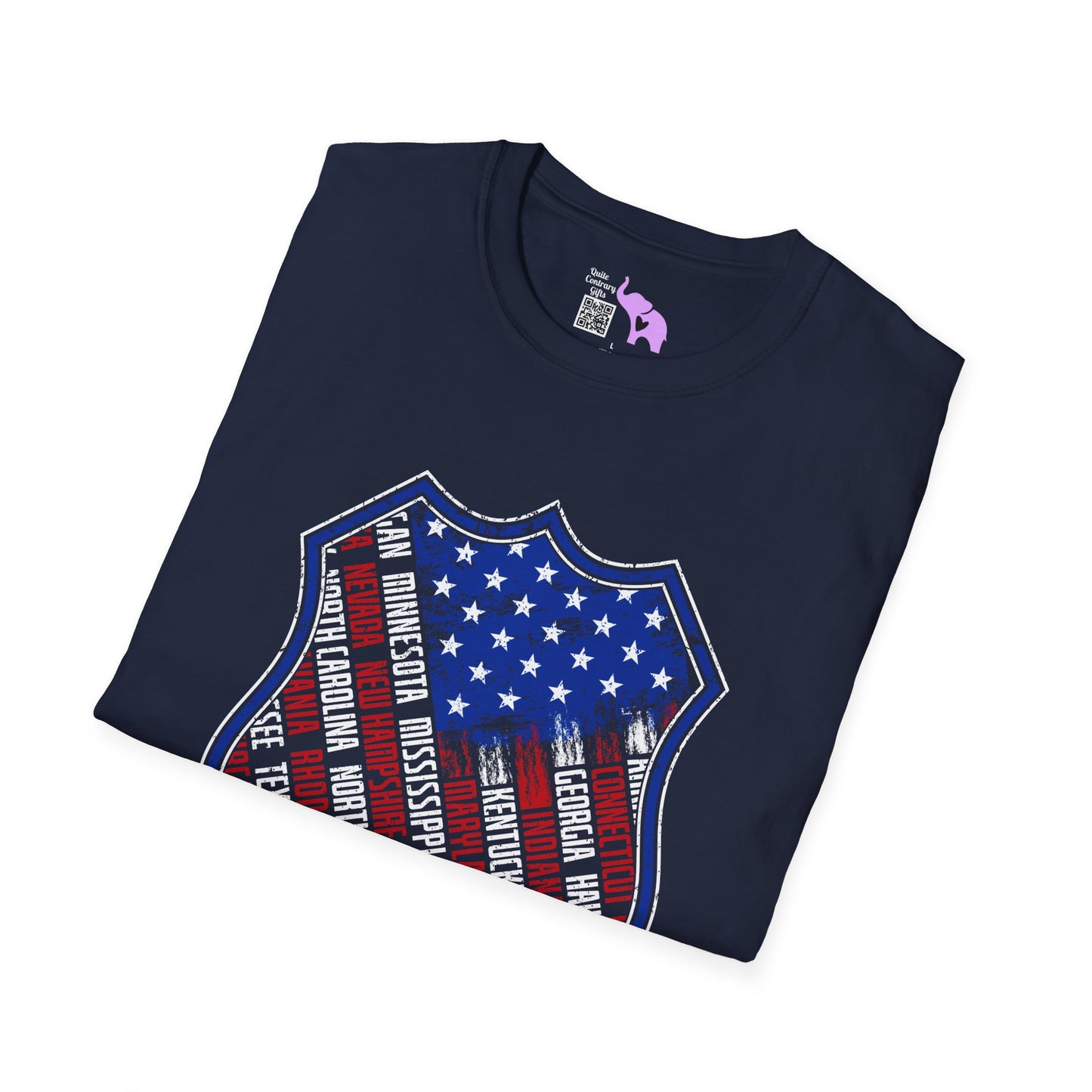 Badge-Shaped American Flag w/States Adult T-Shirt
