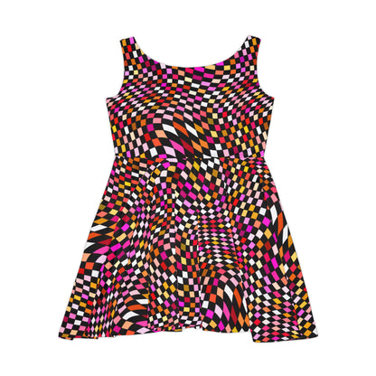 Warped Red Checkered Women's Skater Dress