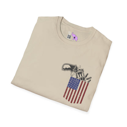 American Flag Pocket Gun Adult T-shirt