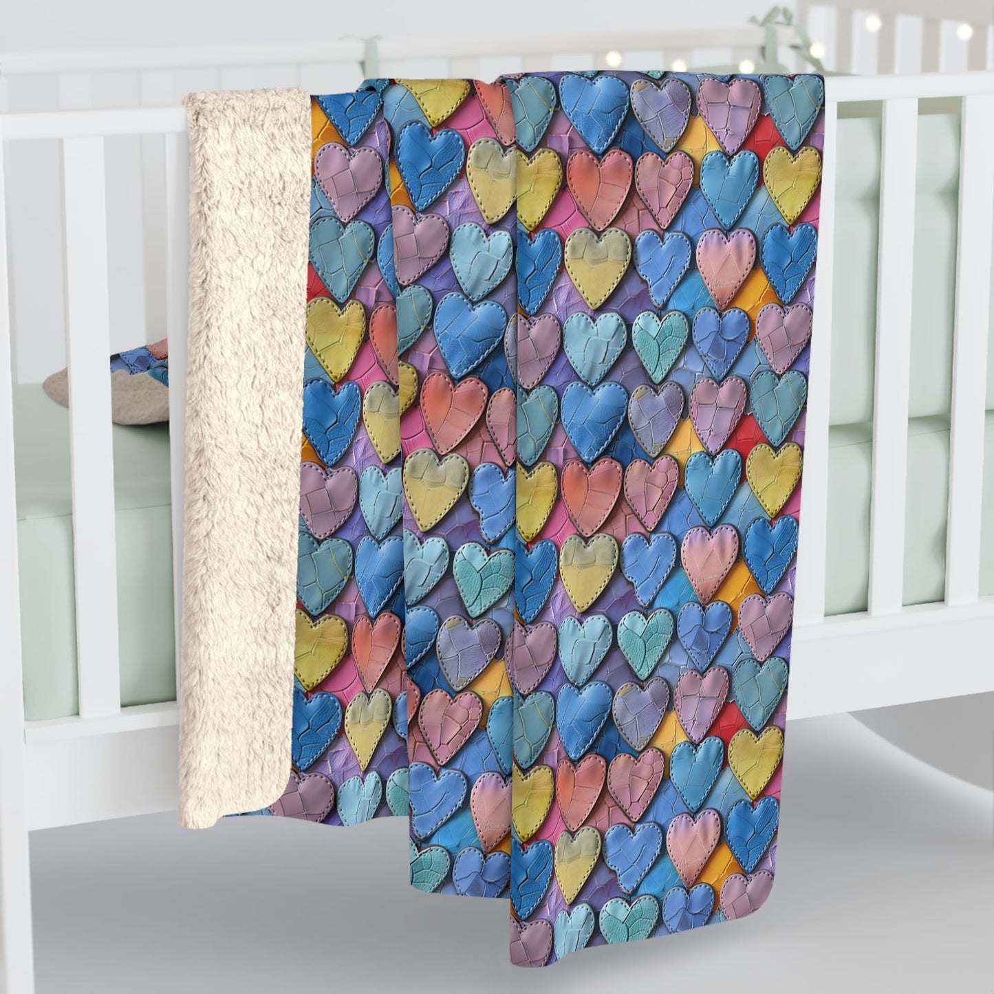 Color Pop Leather Hearts Fleece Blanket