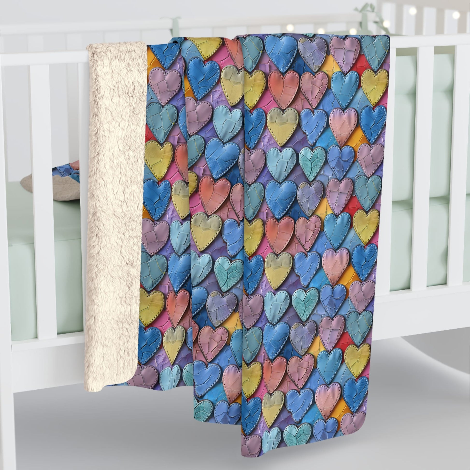 Color Pop Leather Hearts Fleece Blanket