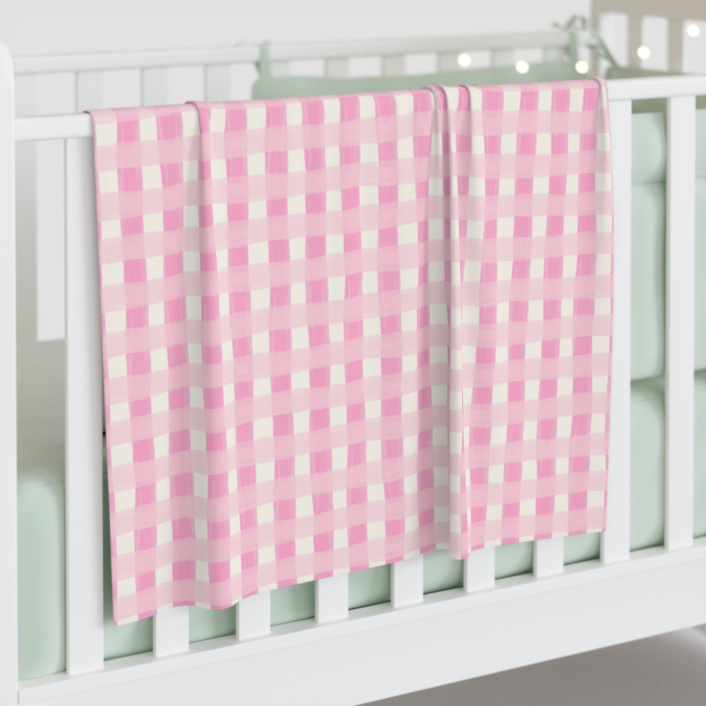 Dreamy Rose Gingham Baby Swaddle Blanket