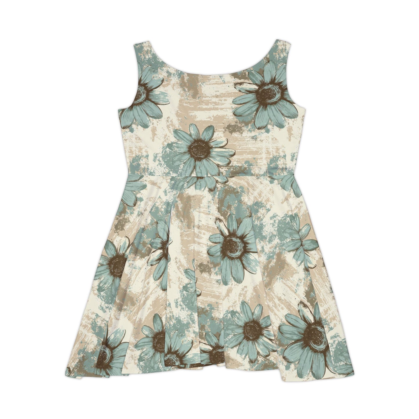Rustic Teal Daisy Women's Skater Dress
