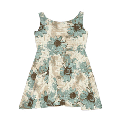 Rustic Teal Daisy Women's Skater Dress