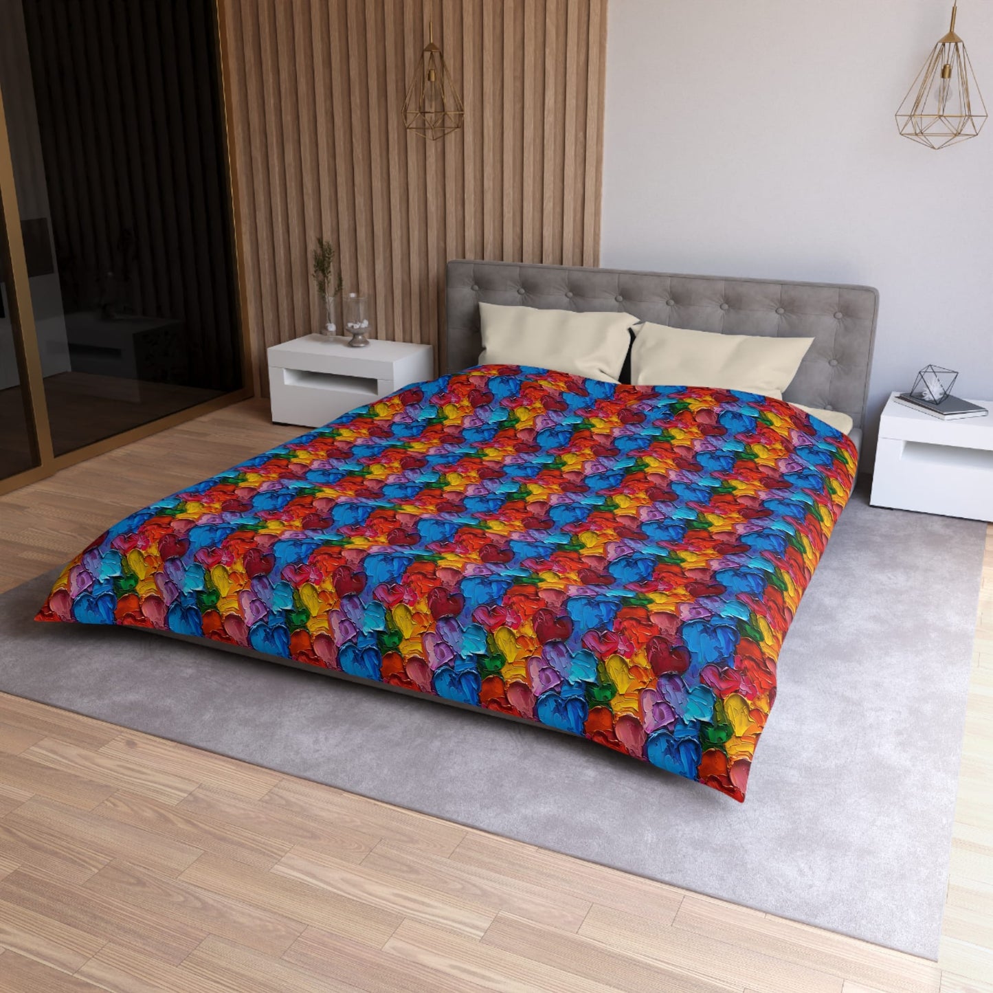 Palette Knife Hearts Microfiber Duvet Cover