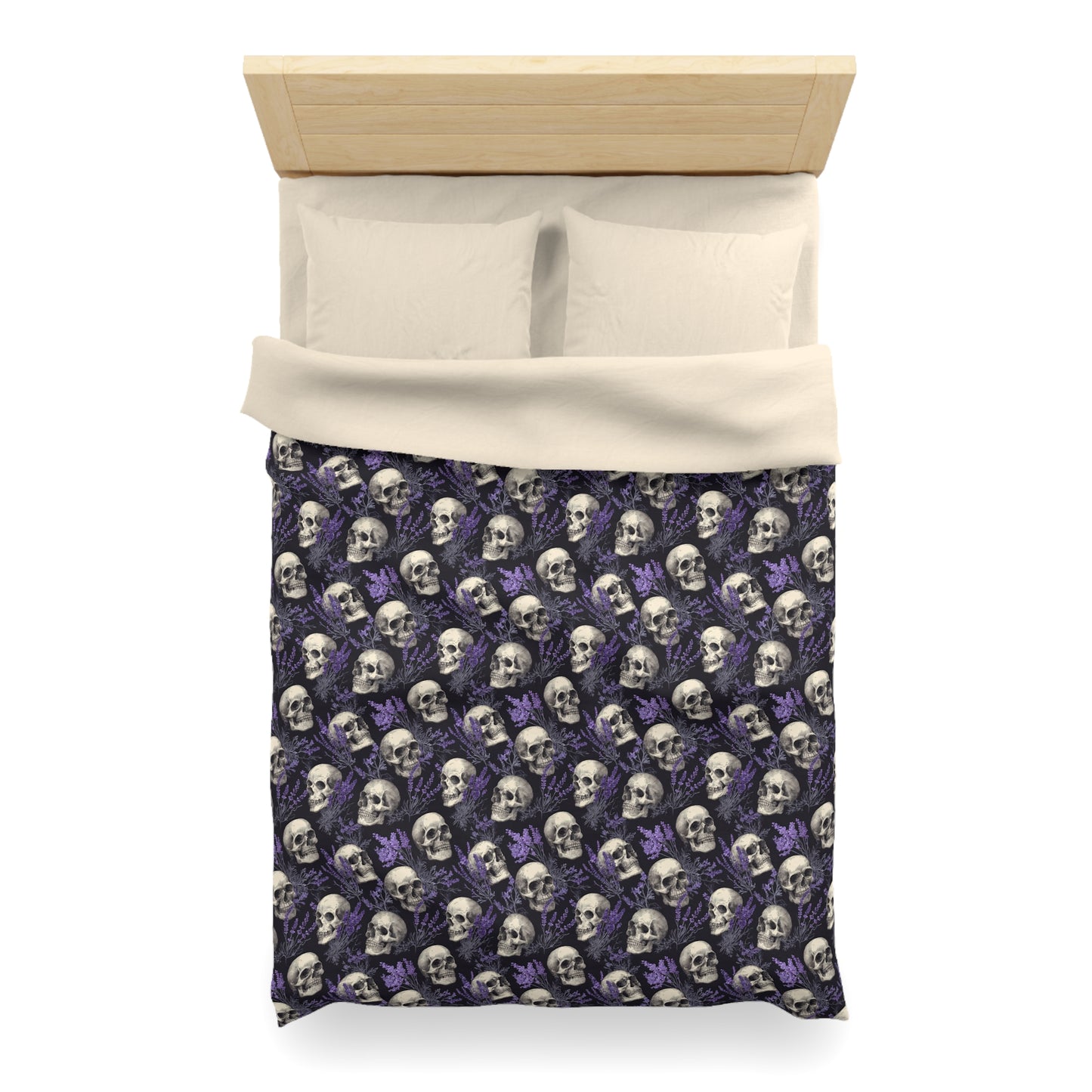 Midnight Lavender Skulls Microfiber Duvet Cover