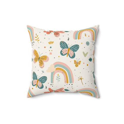 Whispering Wings & Rainbows Throw Pillow