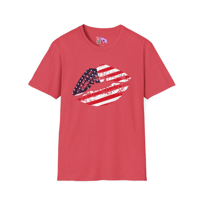 American Flag Lips Adult T-shirt