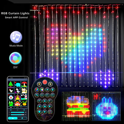 Smart LED Curtain String Lights Bluetooth APP Controlled