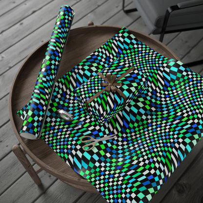 Warped Green Checkered Wrapping Paper