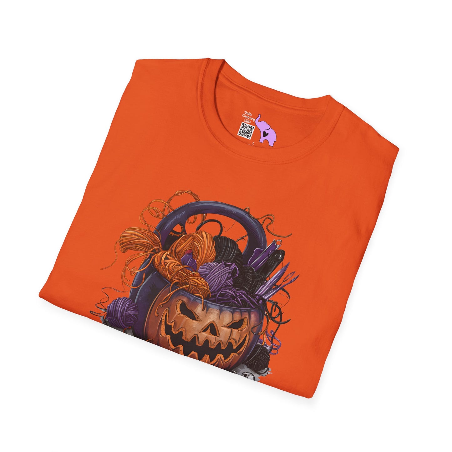 Spooky Pumpkin Yarn Basket Adult T-shirt