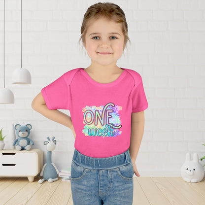 Pastel Wild One Milestone Baby Bodysuit-One Week
