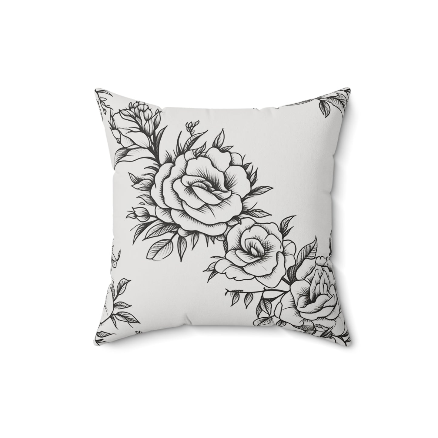 Midnight Rose Sketch Throw Pillow