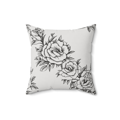 Midnight Rose Sketch Throw Pillow
