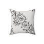 Midnight Rose Sketch Throw Pillow