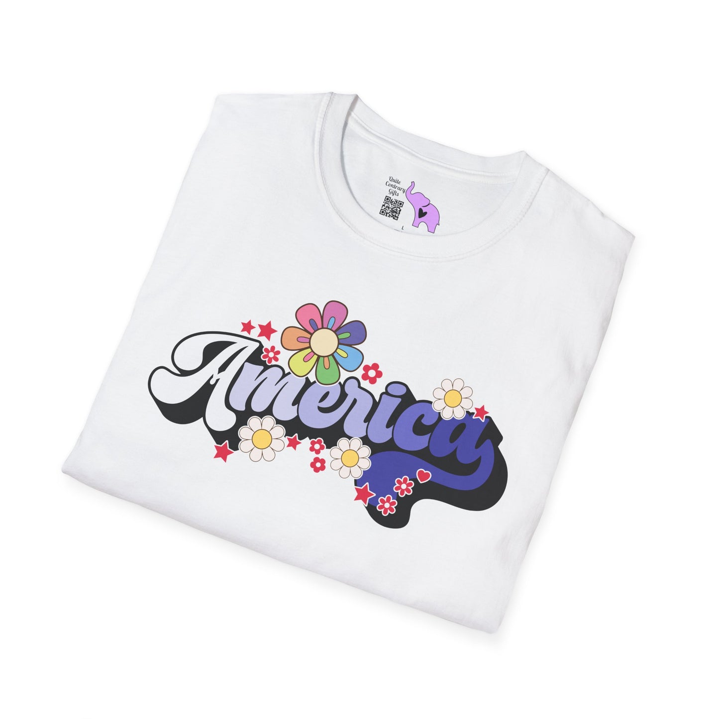 America (Floral) Adult T-shirt