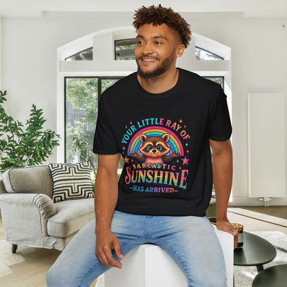 Your Little Ray of Sarcastic Sunshine is Here (Racoon) Adult T-shirt