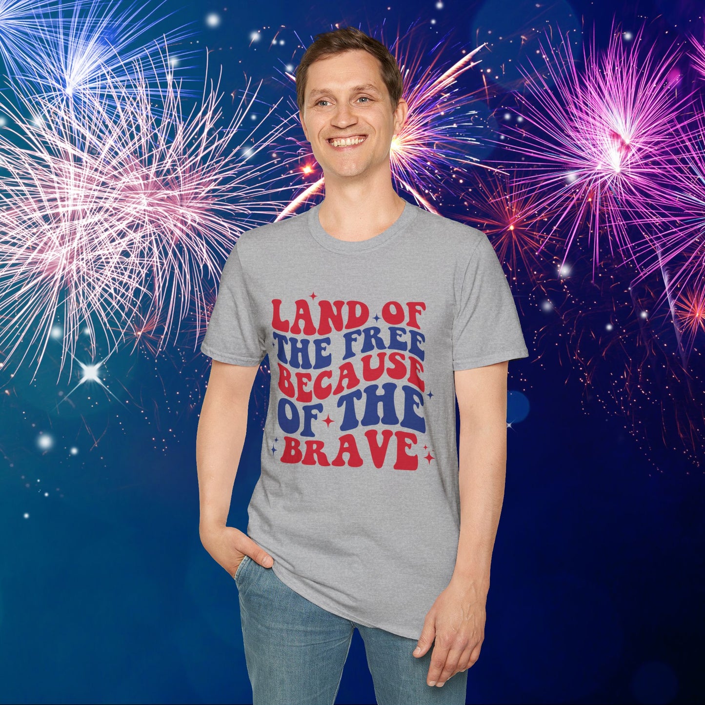 Land of the Free Because of the Brave Adult T-shirt