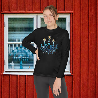 Star & Flame Hanukkah Youth Long Sleeve Tee